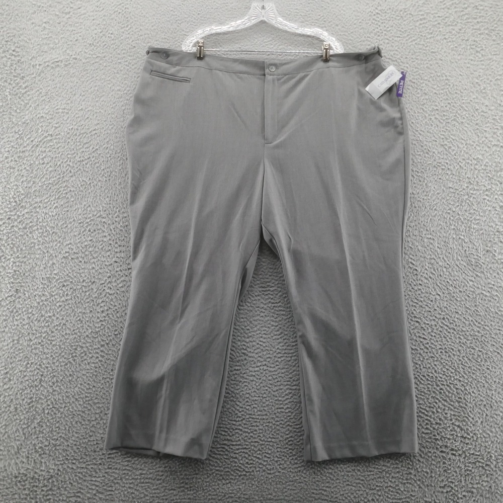 NWT Catherines Jayne Wide Leg Pants 28WP Gray High Rise Womens Elastic Waist
